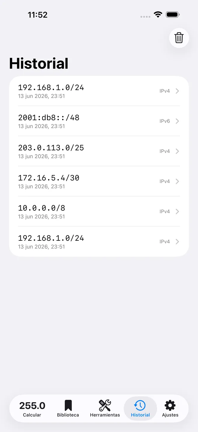 Historial en iPhone