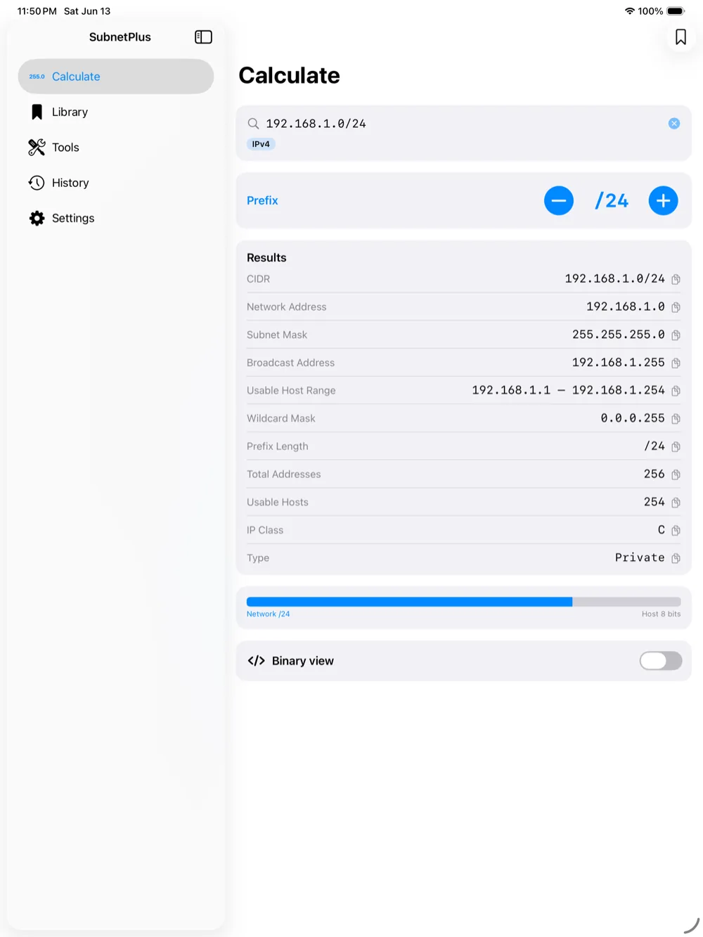 Subnet Plus on iPad — subnet calculator