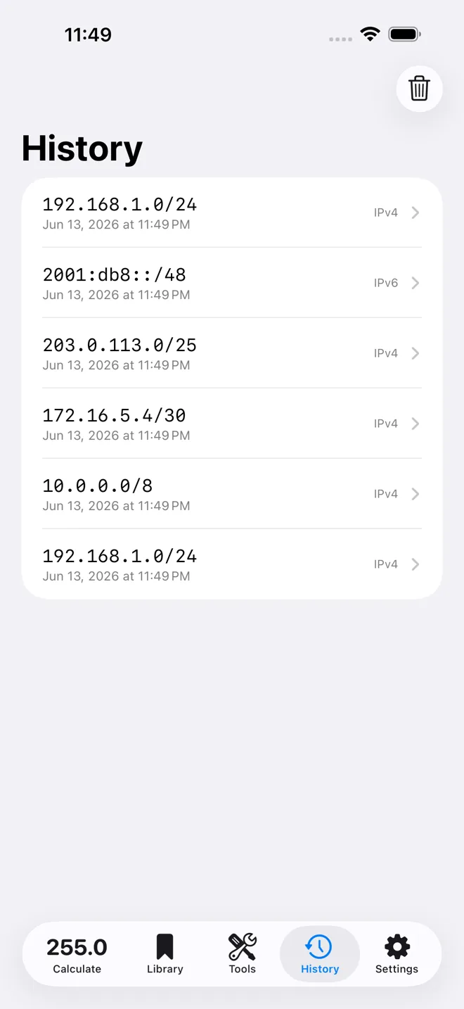 History on iPhone